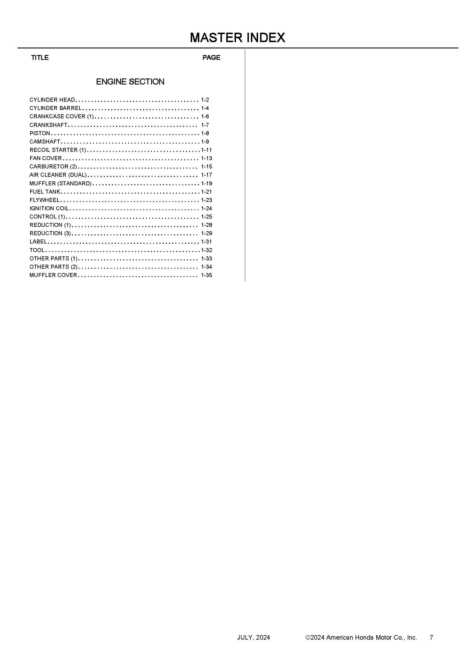 GX120T3X General Purpose Engine Parts Catalog | Honda Power